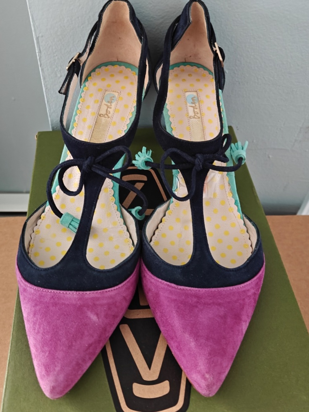 Women's Boden T-strap Alice 2 inch Heels w/ Replacement Heel Tips